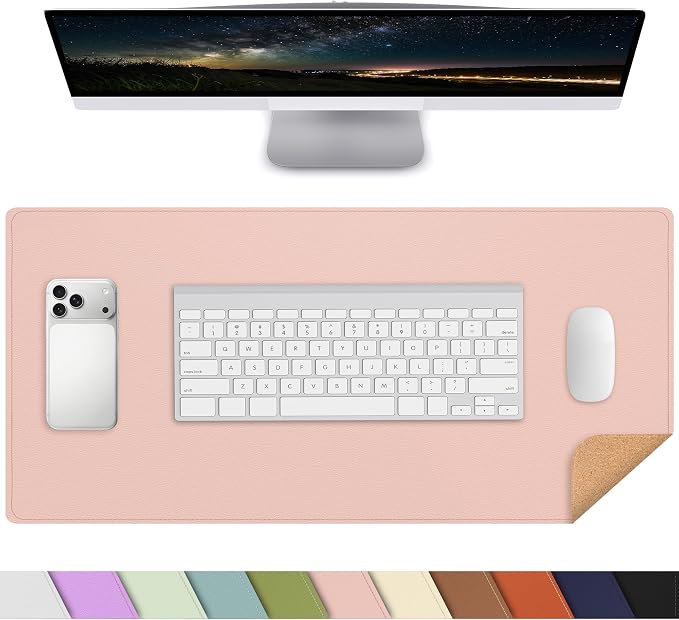 AFIING Leather Desk Pad Protector, 23.6" x 13.7" | Large Mouse Pad, Dual-Sided by AFIING
