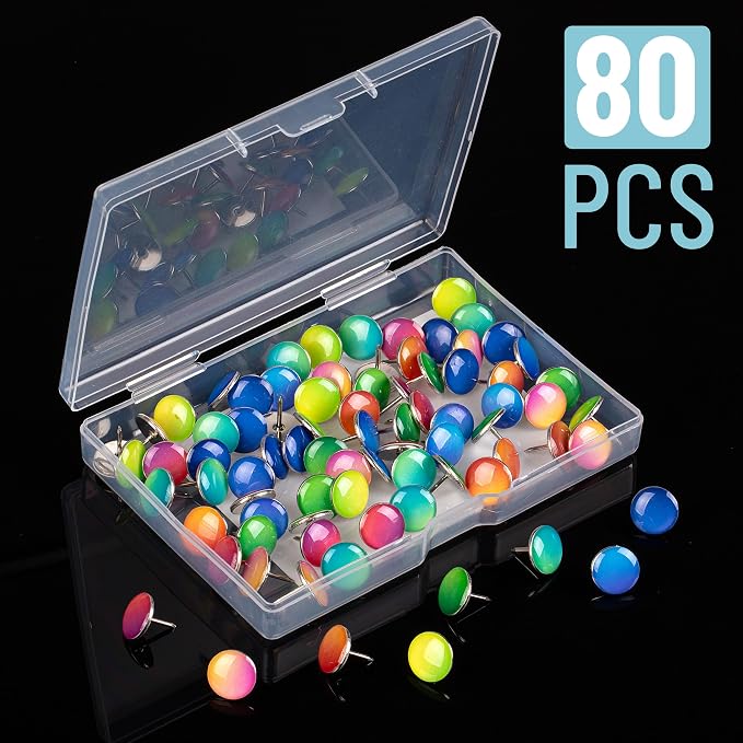 Mr. Pen- Flat Thumb Tacks, 80 Pack, Colorful | Flat Push Pins - Image 2