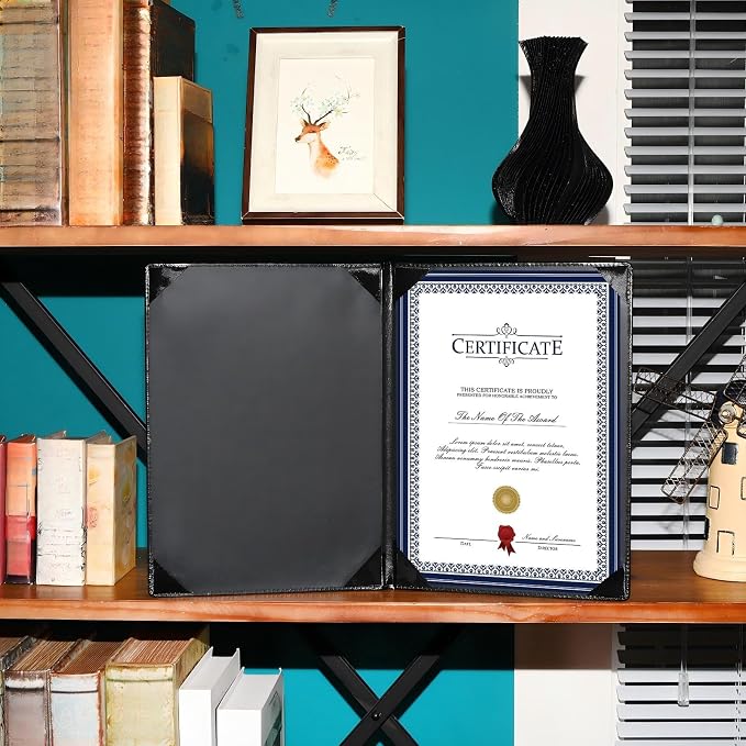 Tenare 20 Pcs Black Leather Certificate Holder 8.5 x 11 PU Phd Bachelor Master - Image 5