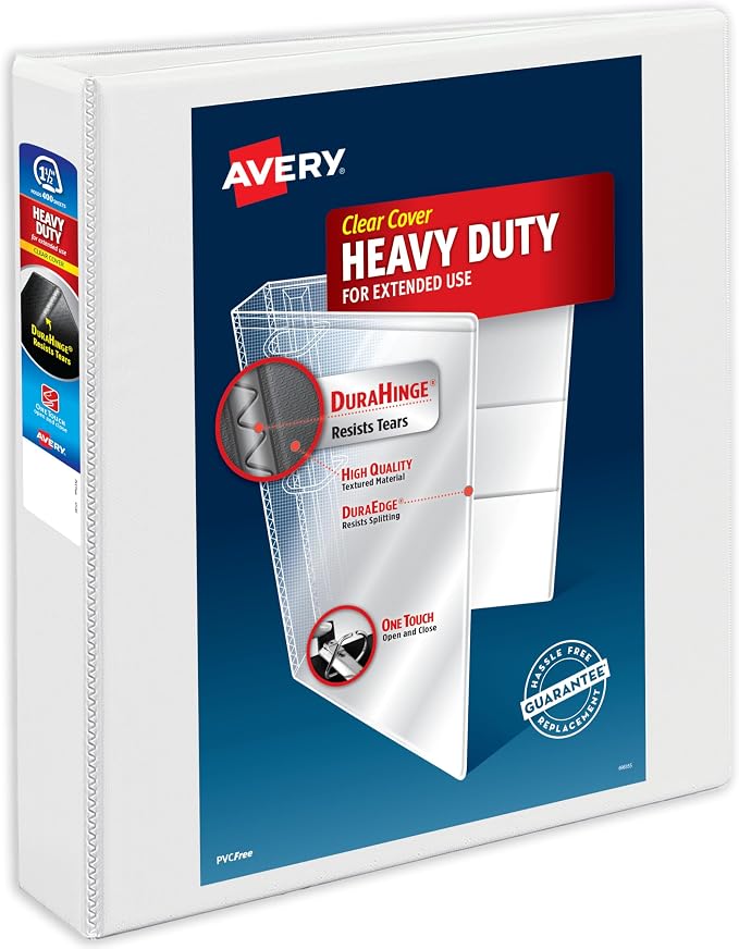 Avery Heavy-Duty View 3 Ring Binder, 1.5 Inch One Touch Slant Rings, 375-Sheet by Avery