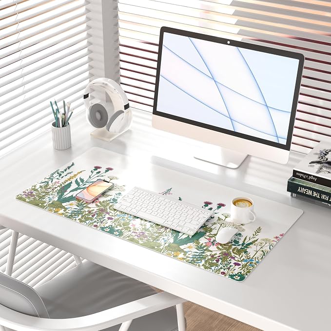 QIYI Large Mouse Pad, Floral Desk Mat - Image 2