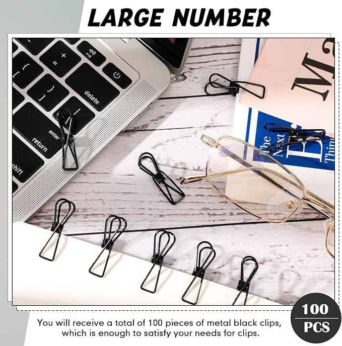 100 Pcs Paper Clips Metal Wire Hollow Out Clothespins Multi Purpose Utility - Image 3
