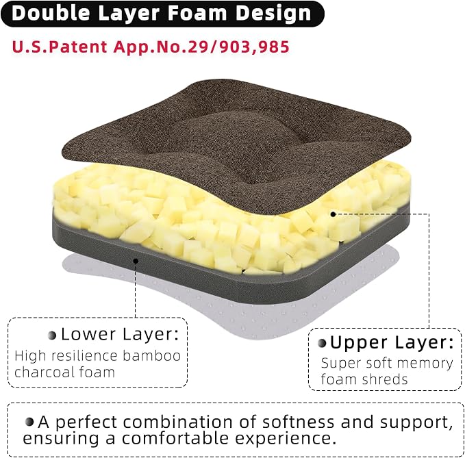 GOFORIT Chair Cushions Set of 2, Tufted Shredded Memory Foam Chair Pads - Image 2