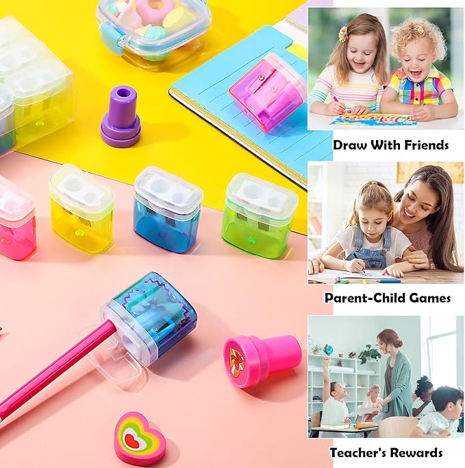Tenare 48 Pcs Back to School Pencil Sharpeners Manual Double Hole Pencil - Image 6