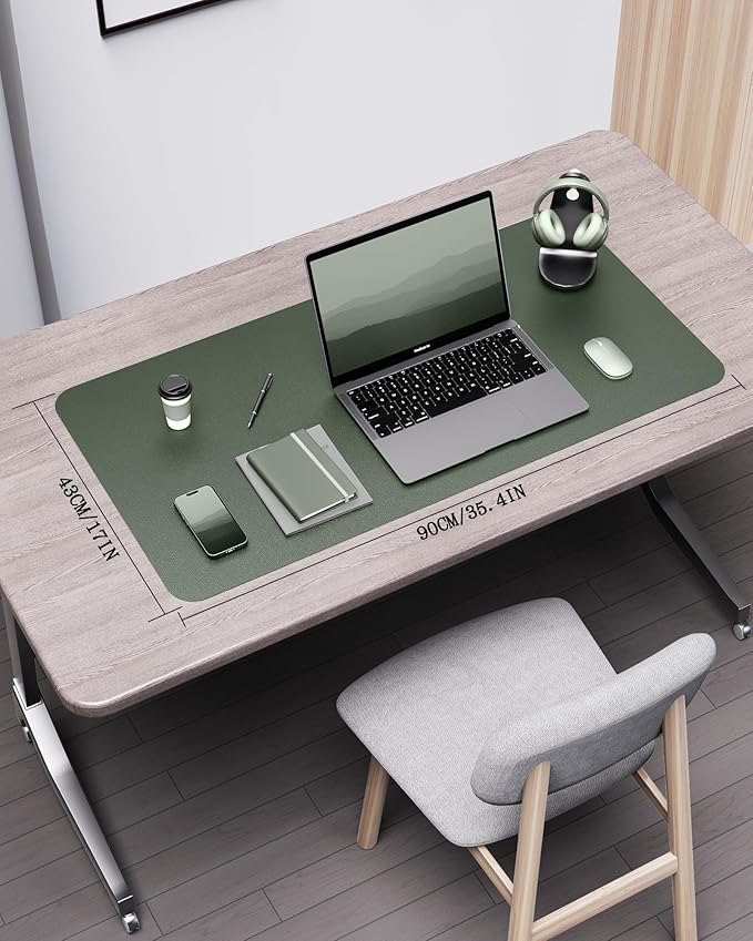 YSAGi Double-Sided Desk Pad, 35.4"x17"Leather Desk Mat, Eco Cork Desk Pad - Image 5