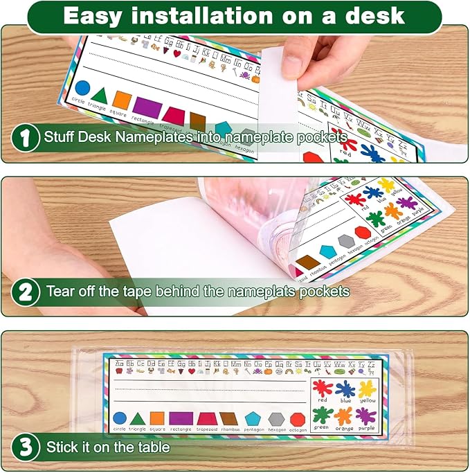 Meetory 40 PCS Upgraded Nameplate Pocket, Self Adhesive Desk Nameplates Name - Image 6