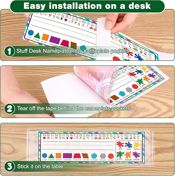 Meetory 36 PCS Upgraded Nameplate Pocket, 10.2''x 3.5'' Self Adhesive Desk - Image 5