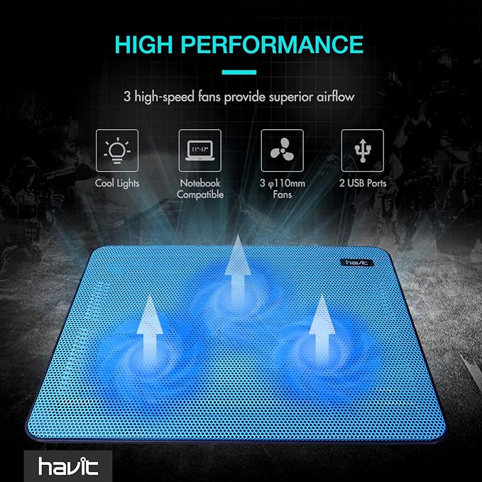 Havit HV-F2056 15.6-17 Inch Laptop Cooler Cooling Pad - Image 2