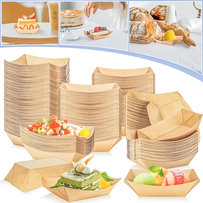 300 Pack 1/2Lb Paper Food Boat Trays Disposable Small Paper Boats Plates - Image 7