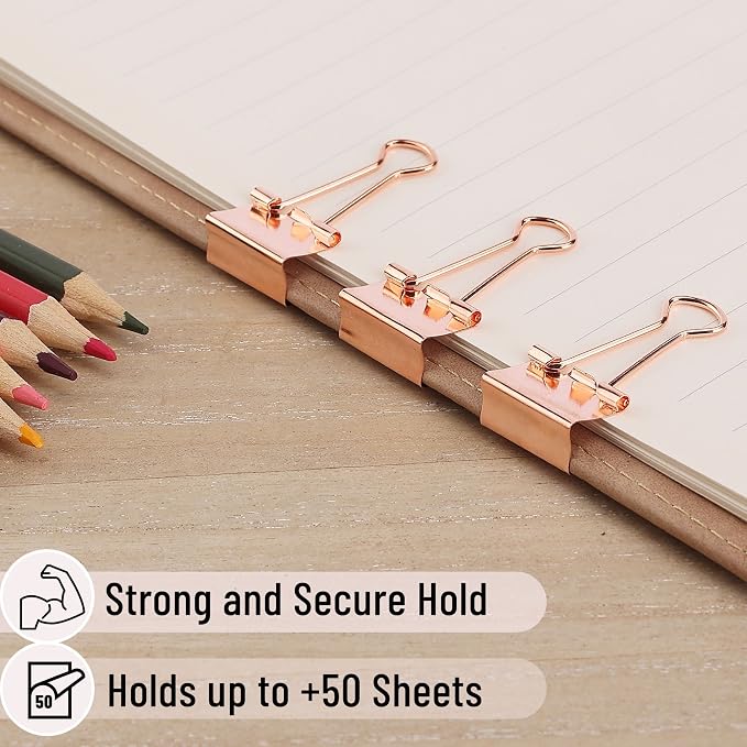 Mr. Pen- Small Binder Clips, Small Size | Rose Gold Metal Binder Paper Clips - Image 3