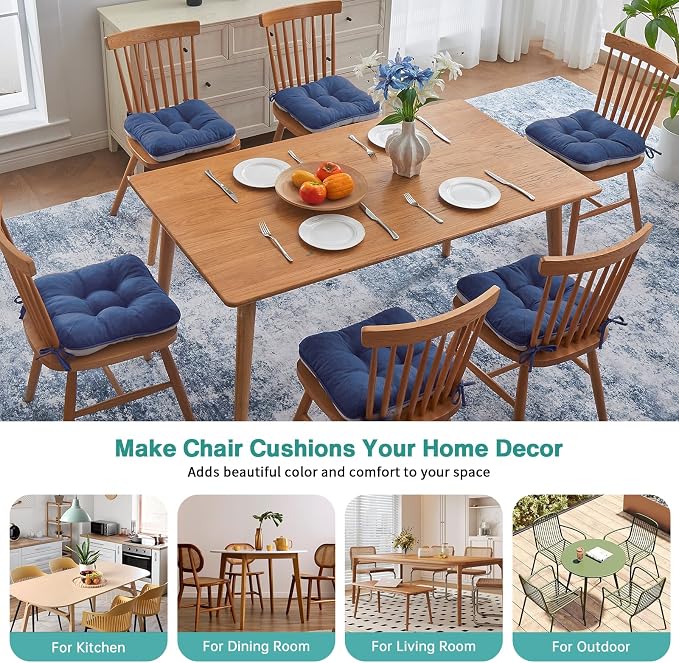 BETU Chair Cushions for Dining Chairs Set of 6, 3.5" Thick Outdoor Indoor Chair - Image 5