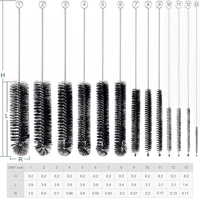CiaraQ Bottle Cleaning Brushes, 8 Inch Nylon Tube Brush Set | Black Cleaner - Image 2