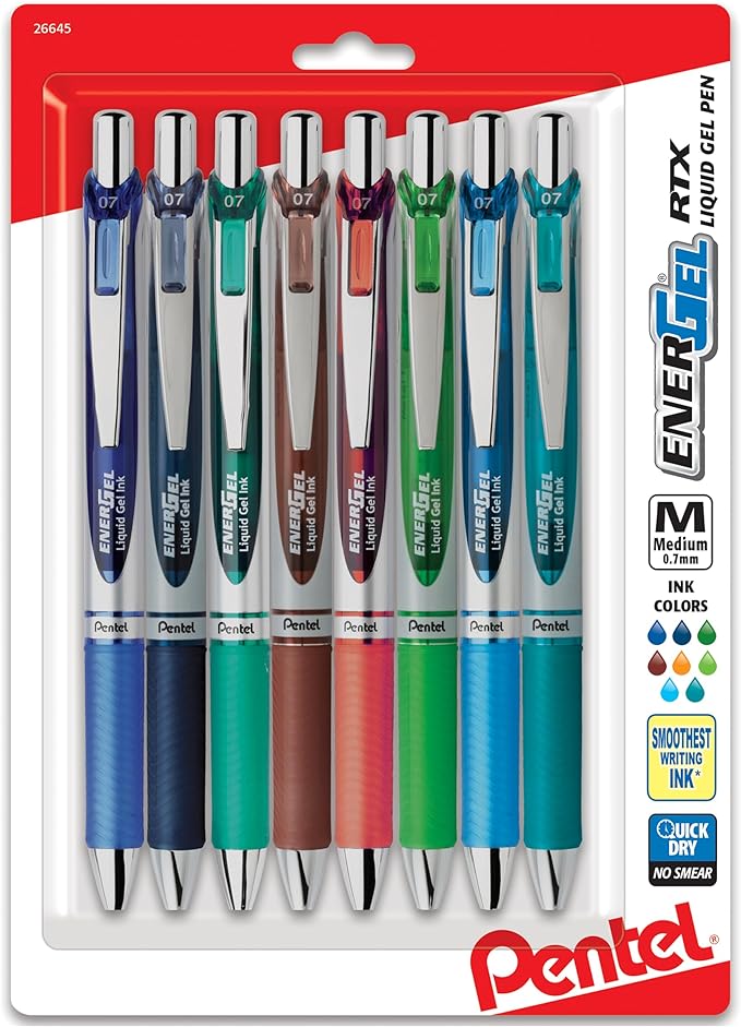 Pentel EnerGel RTX Retractable Liquid Gel Pen, Metal Tip, Medium Line by PentelofAmerica