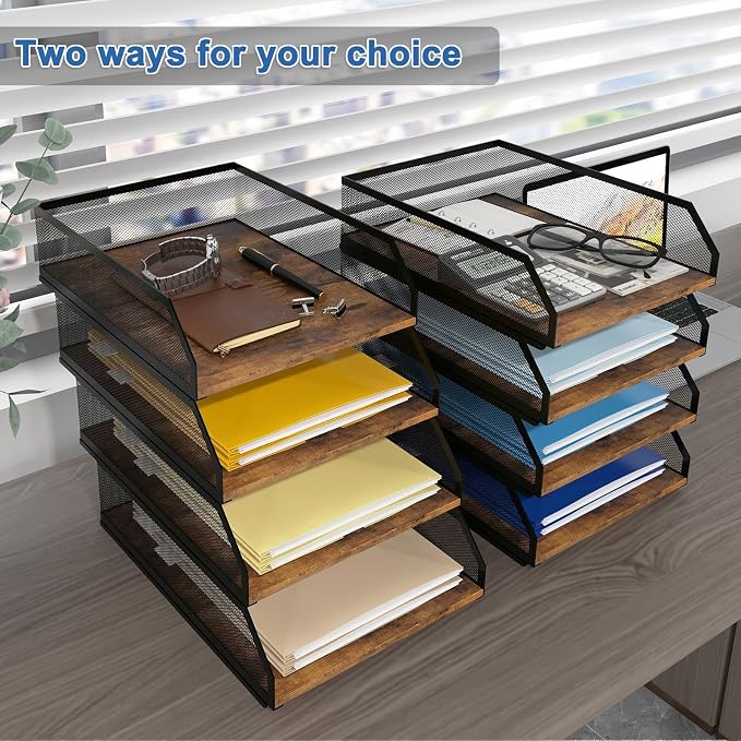 Natwind 4-Tier Stackable Metal Mesh Paper Organizer - Image 4