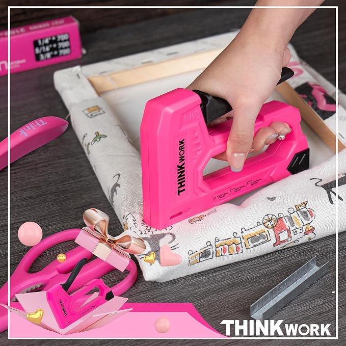 THINKWORK Light Duty Staple Gun, 3/8" and Staple Remover, Women Fabric Stapler - Image 5