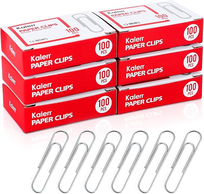 Kalerr Paper Clips, Premium Paper Clip, 1-2/7" Silver Paper Clips Medium by Kalerr