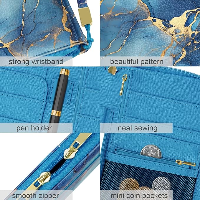 Family Passport Holder Wallet RFID Blocking Document Organizer PU Leather - Image 4