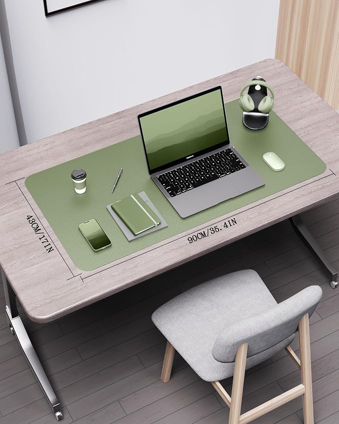 YSAGi Double-Sided Desk Pad, 35.4"x17"Leather Desk Mat, Eco Cork Desk Pad - Image 5