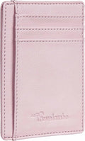 Travelambo Front Pocket Minimalist Leather Slim Wallet RFID Blocking Medium Size by Travelambo