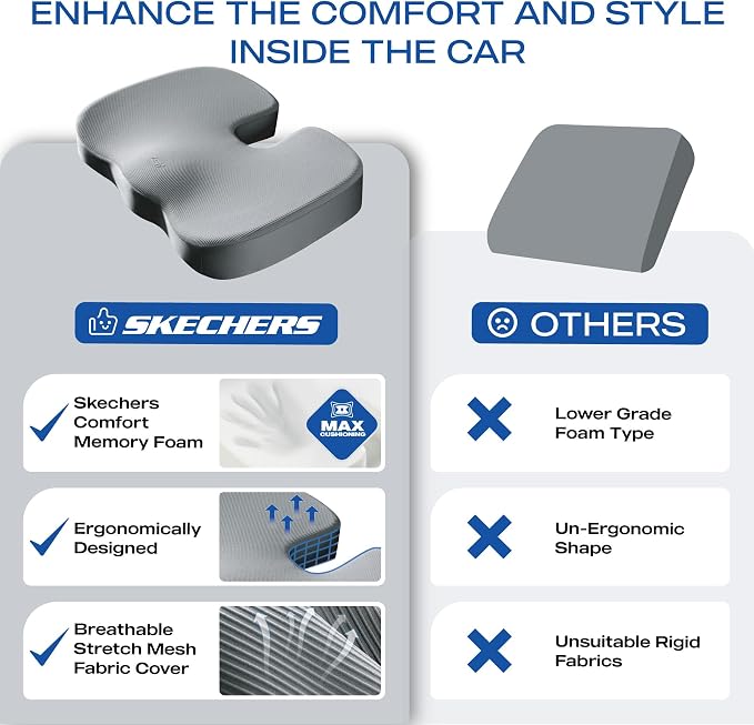 Skechers Memory Foam Seat Cushion, Office Chair Cushion - Image 6