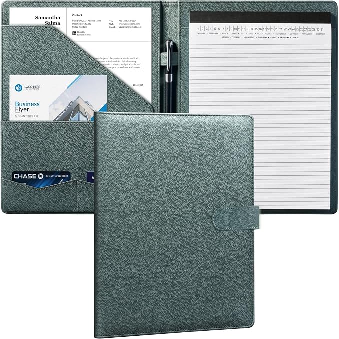 Mymazn Padfolio Portfolio Folder, Faux Leather Interview Resume Folder by Mymazn