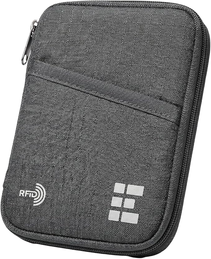 Zero Grid RFID Passport Holder & Travel Wallet, Zippered Wallet by ZeroGrid
