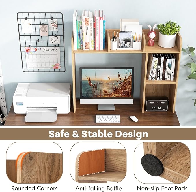Tangkula Desktop Bookshelf, Countertop Storage Hutch - Image 8