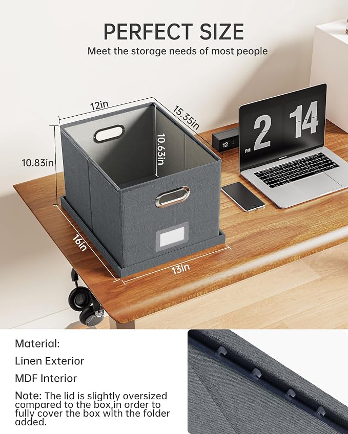 Oterri 2 Pack File Storage Organizer, Filing Box, Portable File Box - Image 3