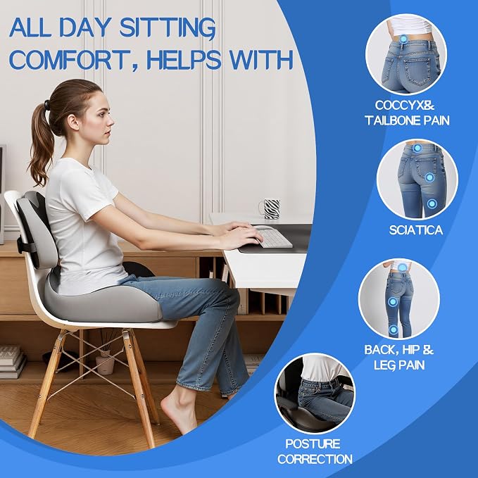Benazcap Large Memory Foam Seat Cushion Lumbar Support Pillow - Image 3