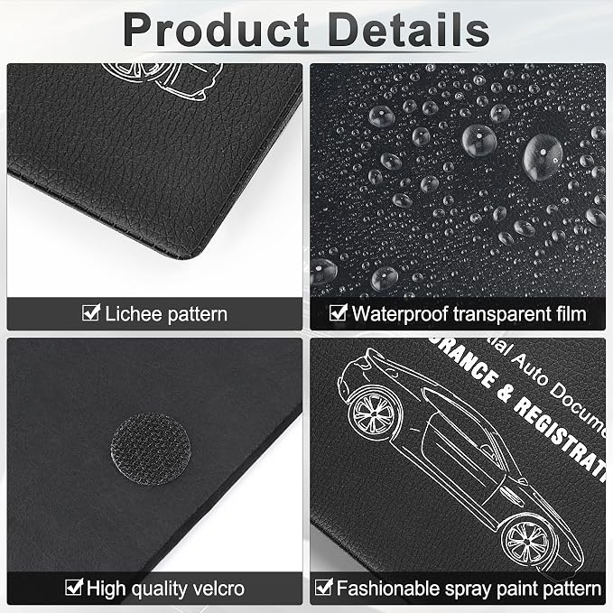 UYYE Car Registration and Insurance Card Holder, Vehicle Glove Box Car Organizer - Image 3