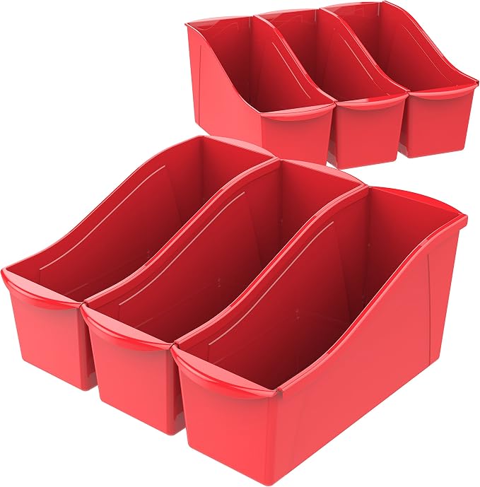 Storex Large Book Bin, Interlocking Plastic Organizer by Storex