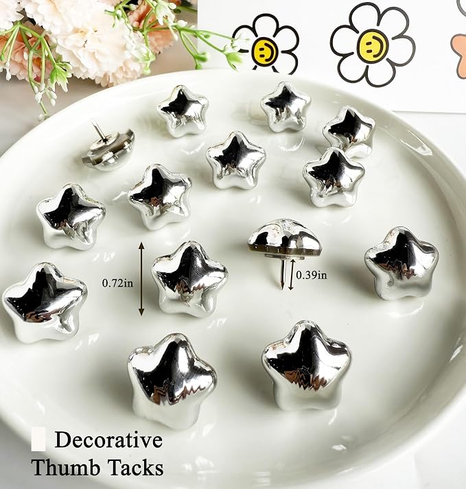 Silver Push Pins for Wall, Thumb Tacks for Bulletin Board, Cute Decorative - Image 6
