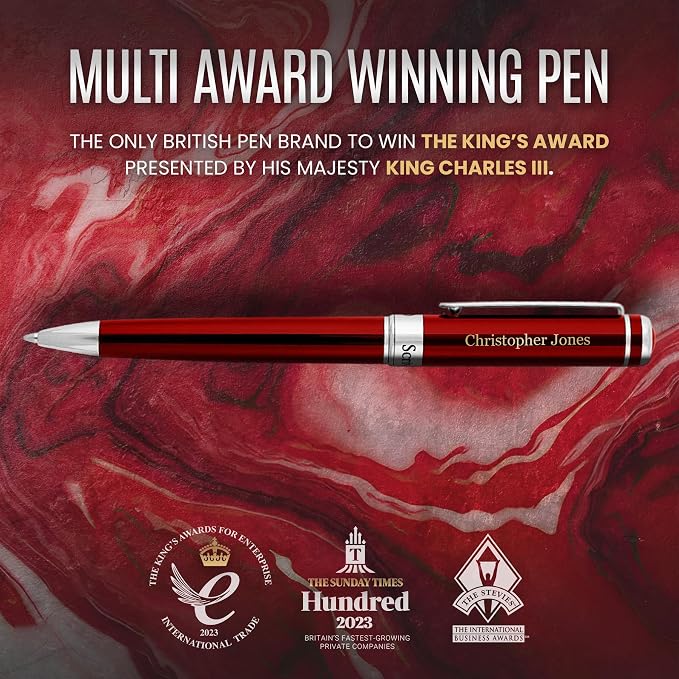 Scriveiner Personalized Deep Crimson Red Ballpoint Pen - Image 9