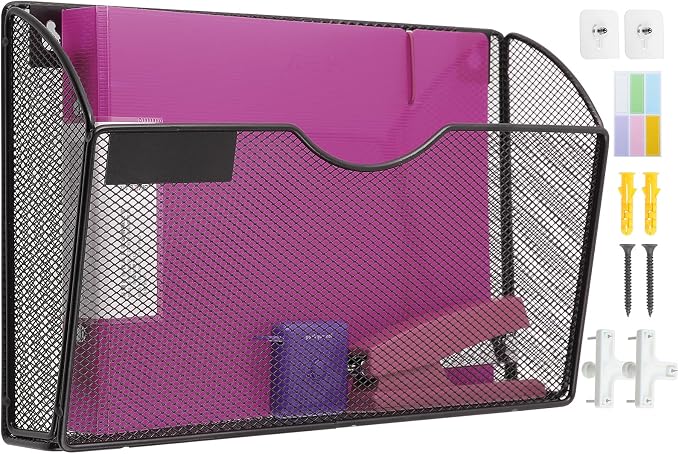 1 Pocket Mesh Wall File Holder Organizer Office Hanging File Folder Magazine by ideallife