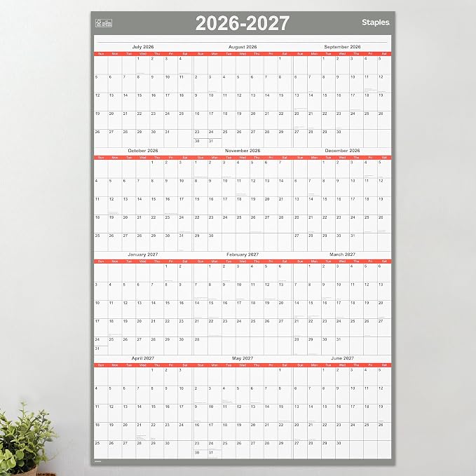 2026-2027 Staples 32" x 48" Academic Yearly Dry Erase Wall Calendar, Reversible - Image 6