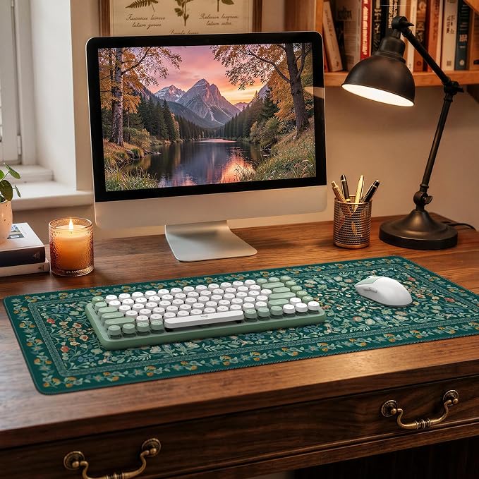 iCasso Aesthetic Floral Desk Mat, L Mouse Pads, Anti-Slip Retro Mousepad - Image 9