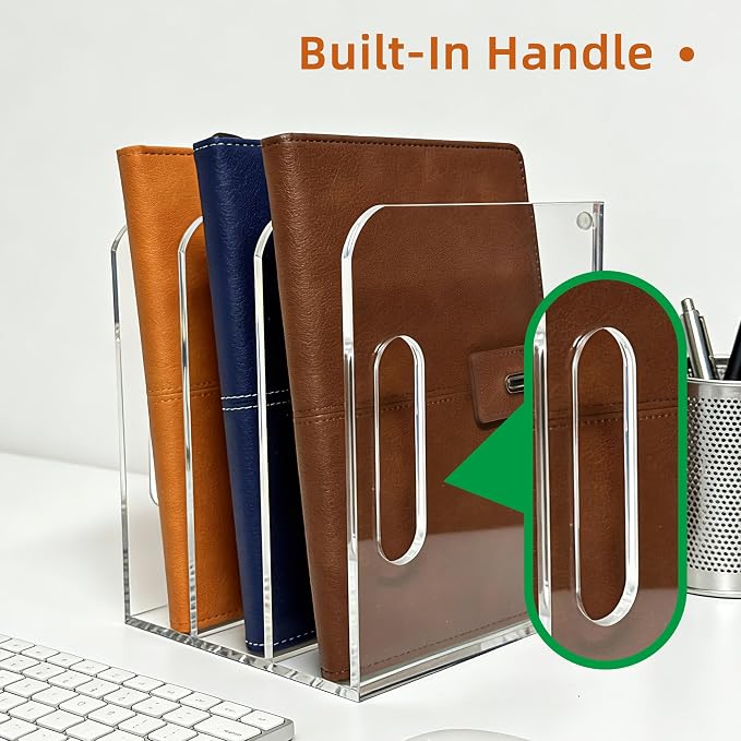Acrylic Magazine File Holder, 3 Vertical Compartments Desk Document Sorter - Image 9