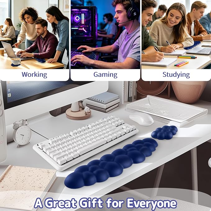 Sushret Cloud Wrist Rest Keyboard, Cloud Keyboard Wrist Pad Set - Image 6