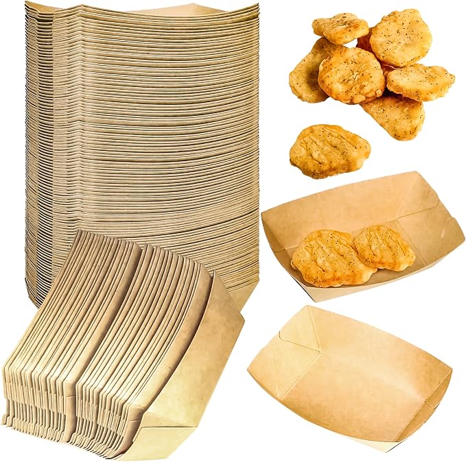 200 Pack Small Paper Food Trays, 0.25 Lb Disposable Kraft Food Boats, Take Out - Image 7