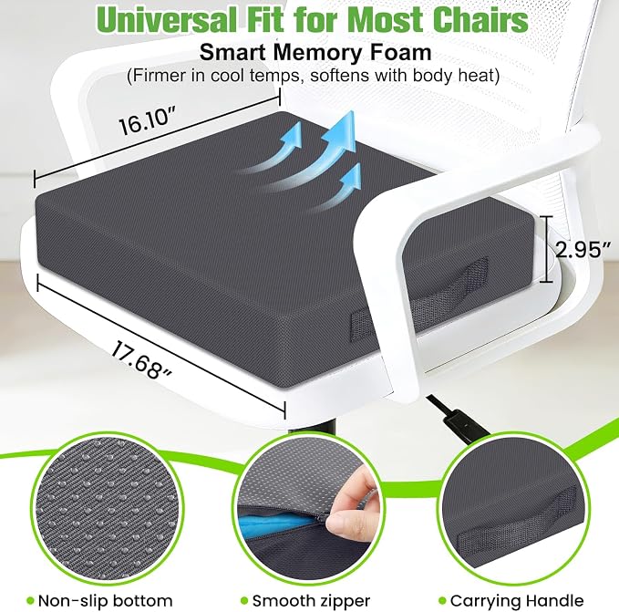 Seat Cushion for Office Chairs, Memory Foam Chair Cushion - Image 3