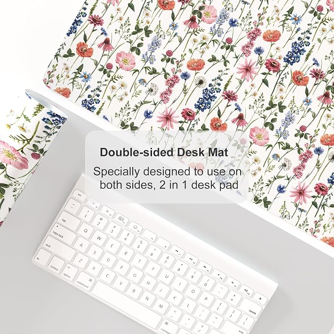 Colorful Star Large Mouse Pad, Watercolor Floral Desk Mat Office Supplies - Image 4