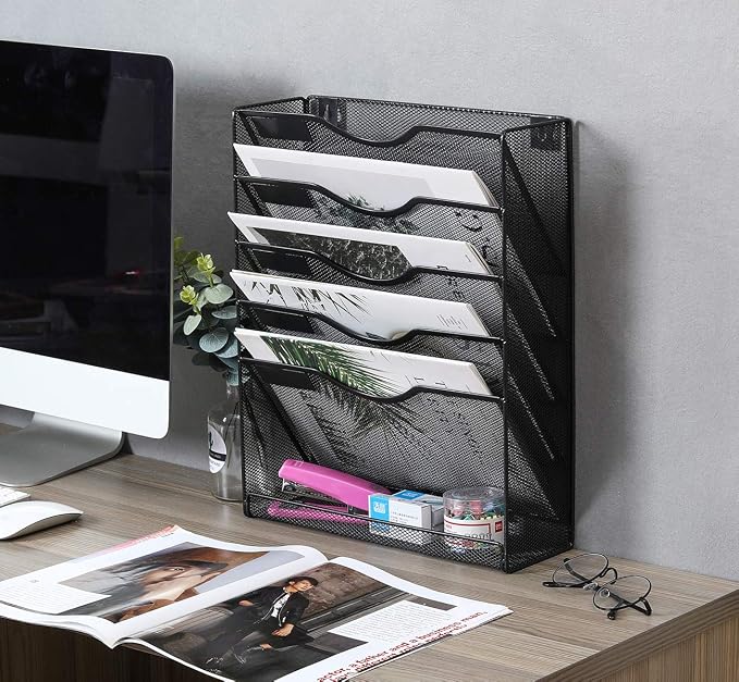 EasyPAG 5 Tier Wall File Holder Mesh Hanging Folder Organizer - Image 6