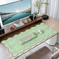 iCasso Green Scalloped Desk Cover Mat, Extra Large Mouse Pad, PU Leather Desk by iCasso