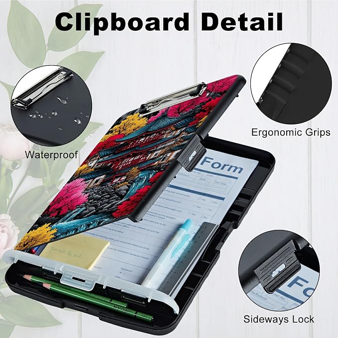 A4 Clipboard with Storage Pen Holder, Clipboards Organizer Nursing Clipboard - Image 3
