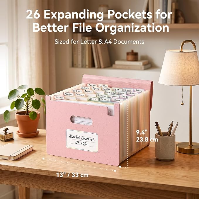 ThinkTex Accordion File Organizer, 26 Pockets Expanding File Folders, Monthly - Image 2