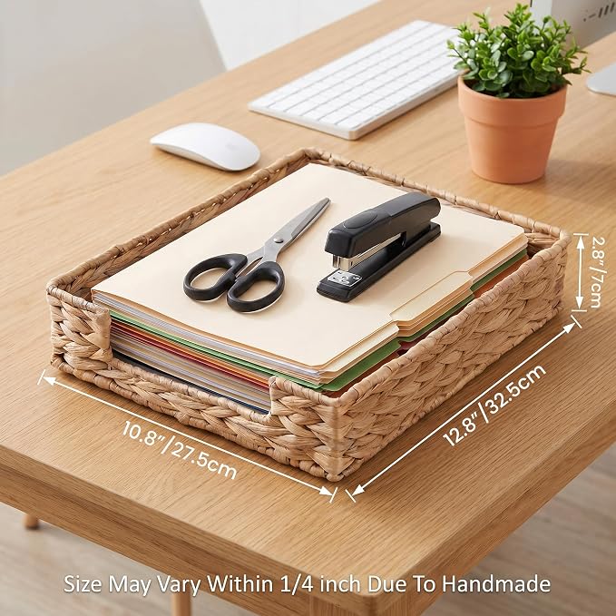 Set of 2 Letter Tray Water Hyacinth, Desk Organizer - Image 2