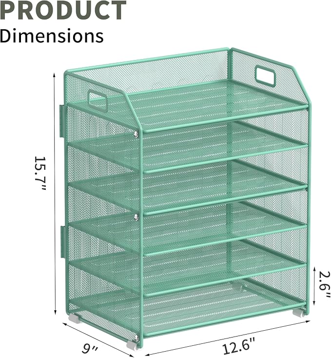 6 Tier Paper Organizer Letter Tray, Metal Mesh Paper Tray Organizer - Image 5
