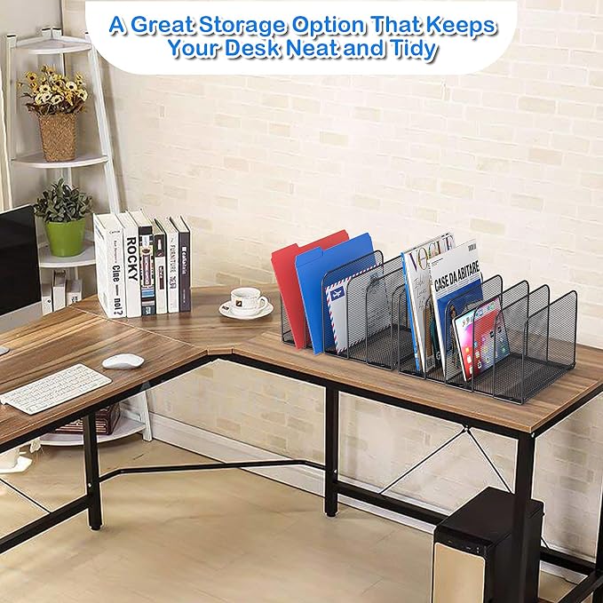 TOPCJ 5 Sections Desk File Holder/Rack/Sorter, Mesh File Organizer, File Folder - Image 6