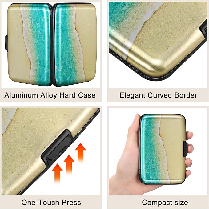 ELFISH Mini RFID Aluminum Wallet Credit Cards Holder Business Card Case Metal - Image 3