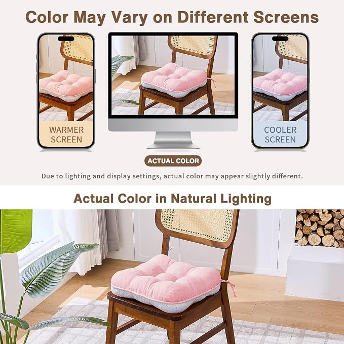 BETU Pink Chair Cushions for Dining Chairs Set of 6, 3.5" Thick Kitchen Table - Image 5